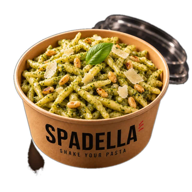 Pesto pasta in a SPADELLA bowl